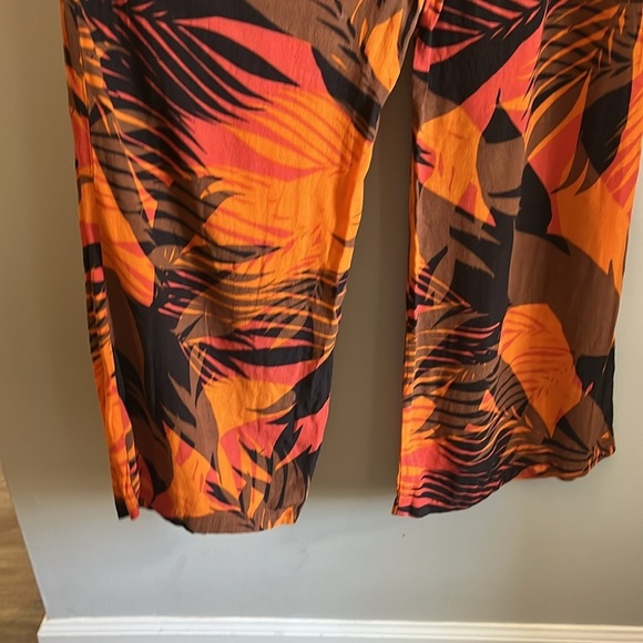 dRA Paradisas Wide Leg Pants Tropical Vibe Pockets Front Zipper Cropped Small - Picture 3 of 9